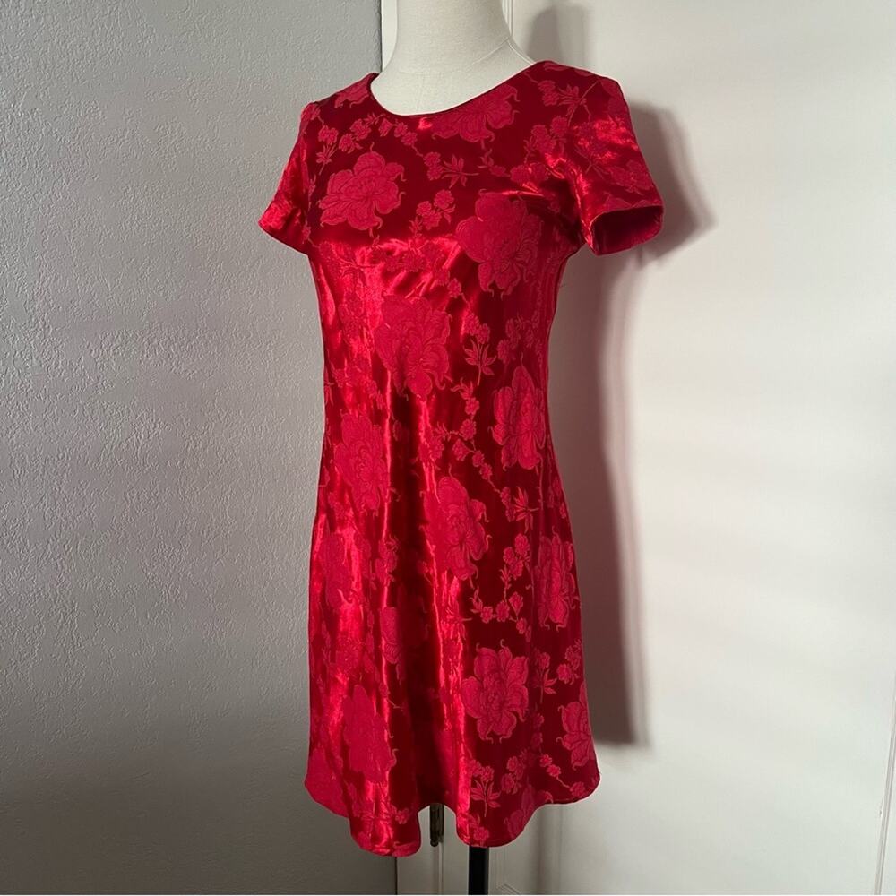 Vintage Molly Malloy Red Satin Jacquard Dress